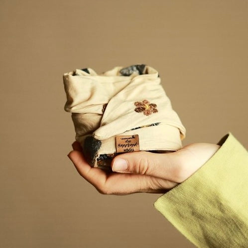 Drahthaarband breit Blumen Beige