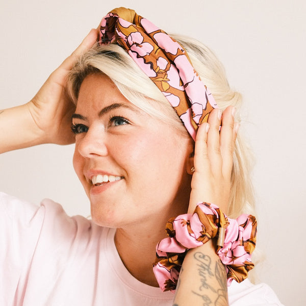 Drahthaarband breit 2 Seiten - Pink Toffee