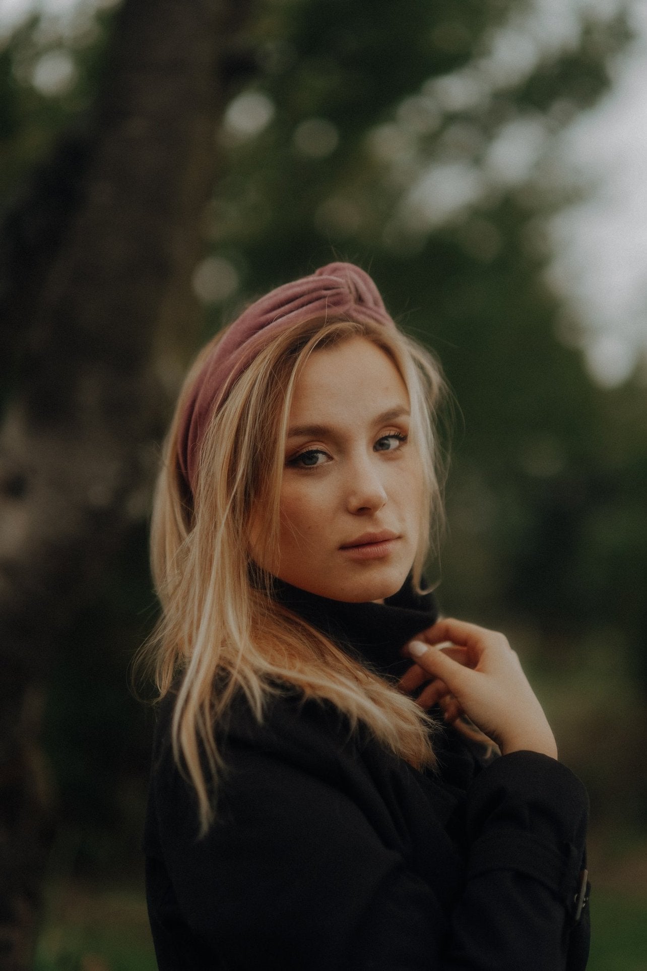 Drahthaarband Samt rosa