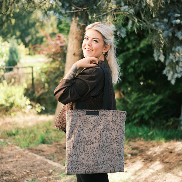 Shopper - Blumen Cord Taupe
