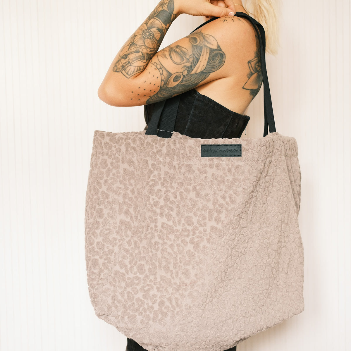 XL Shopper - Frottee Leo Hellgrau