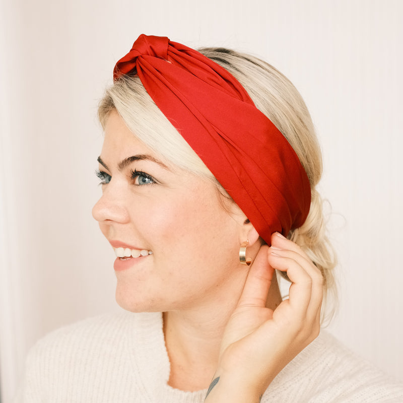 Drahthaarband breit - Satin Rot