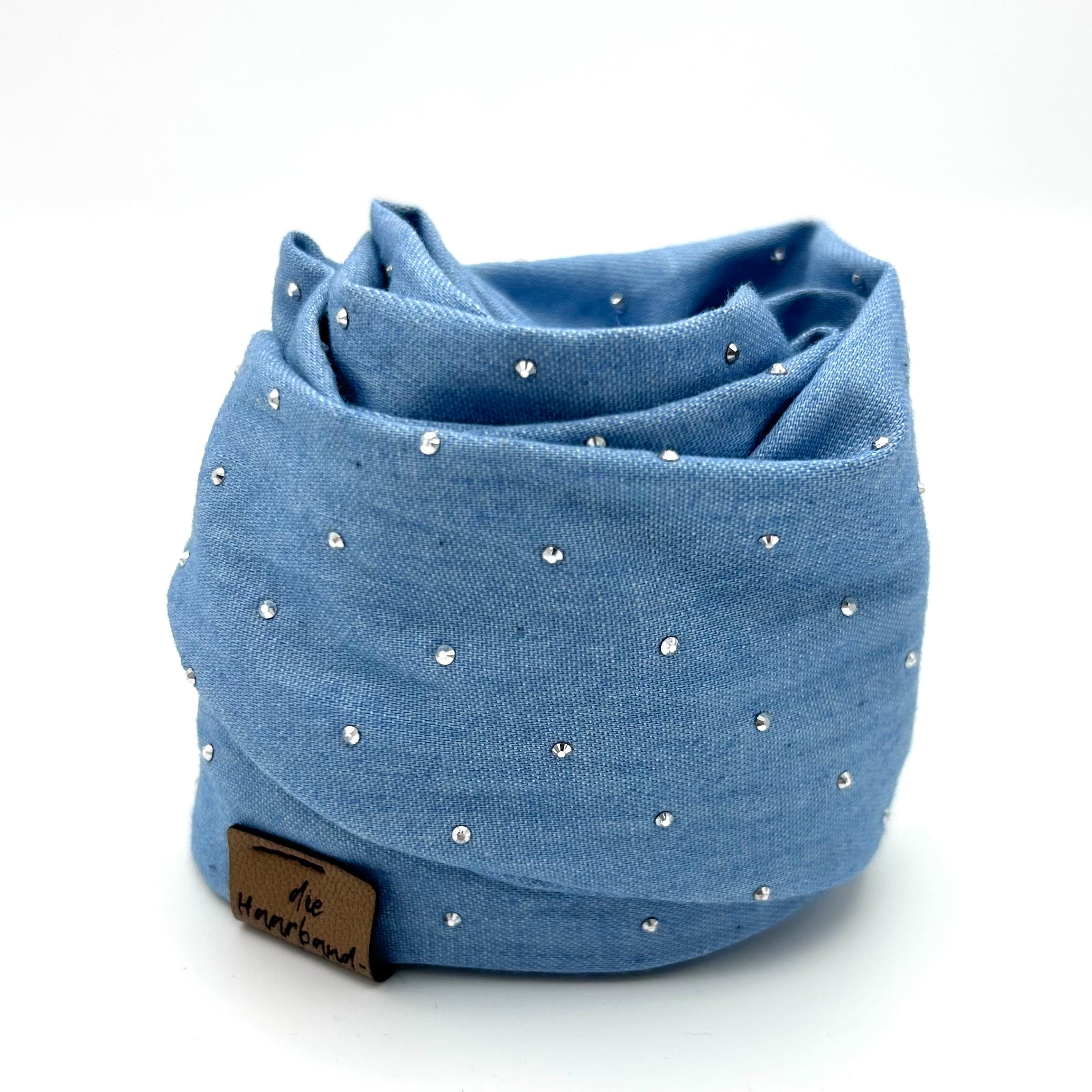 Drahthaarband schmal - Jeans Glitzer Hell