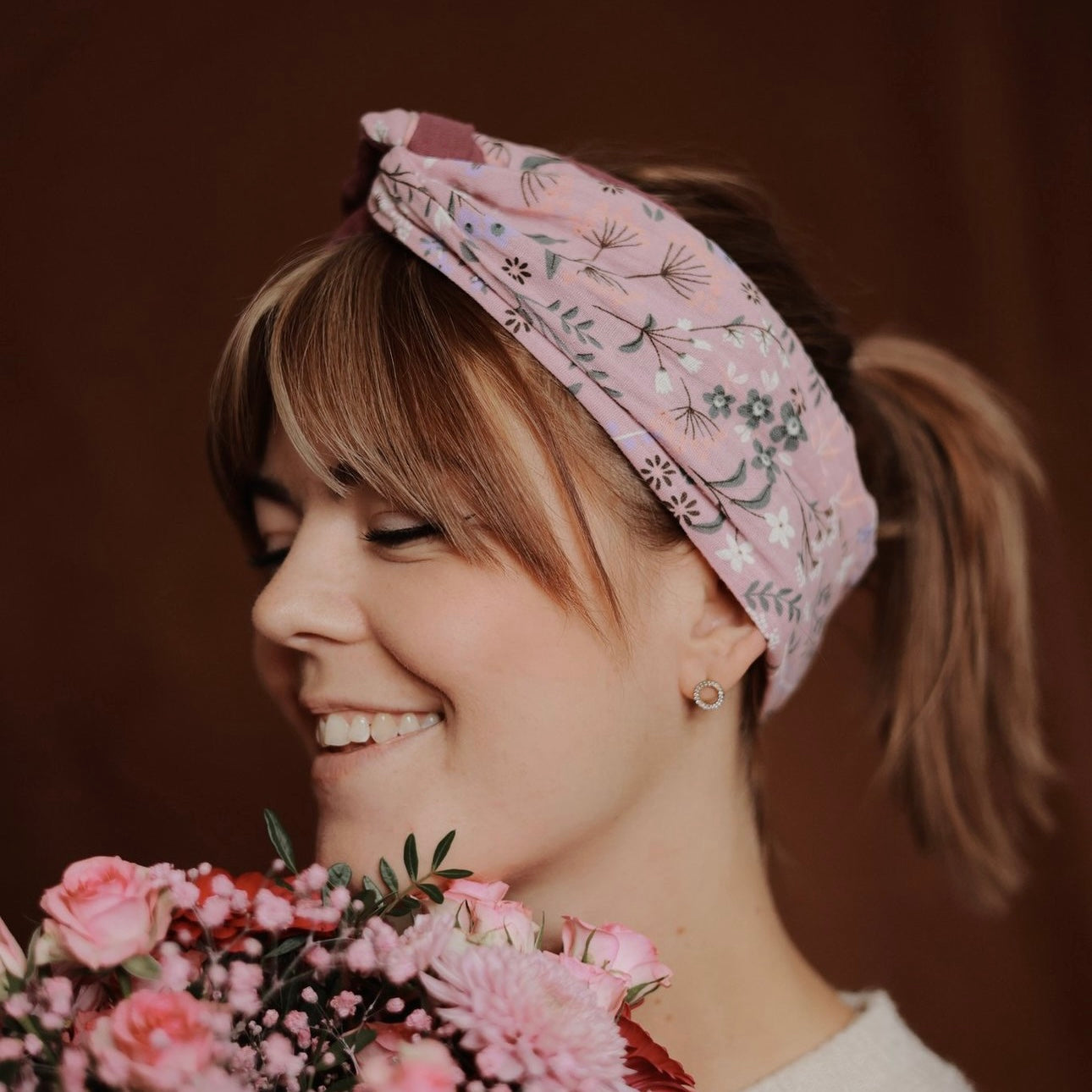 Drahthaarband breit Frühling rosa
