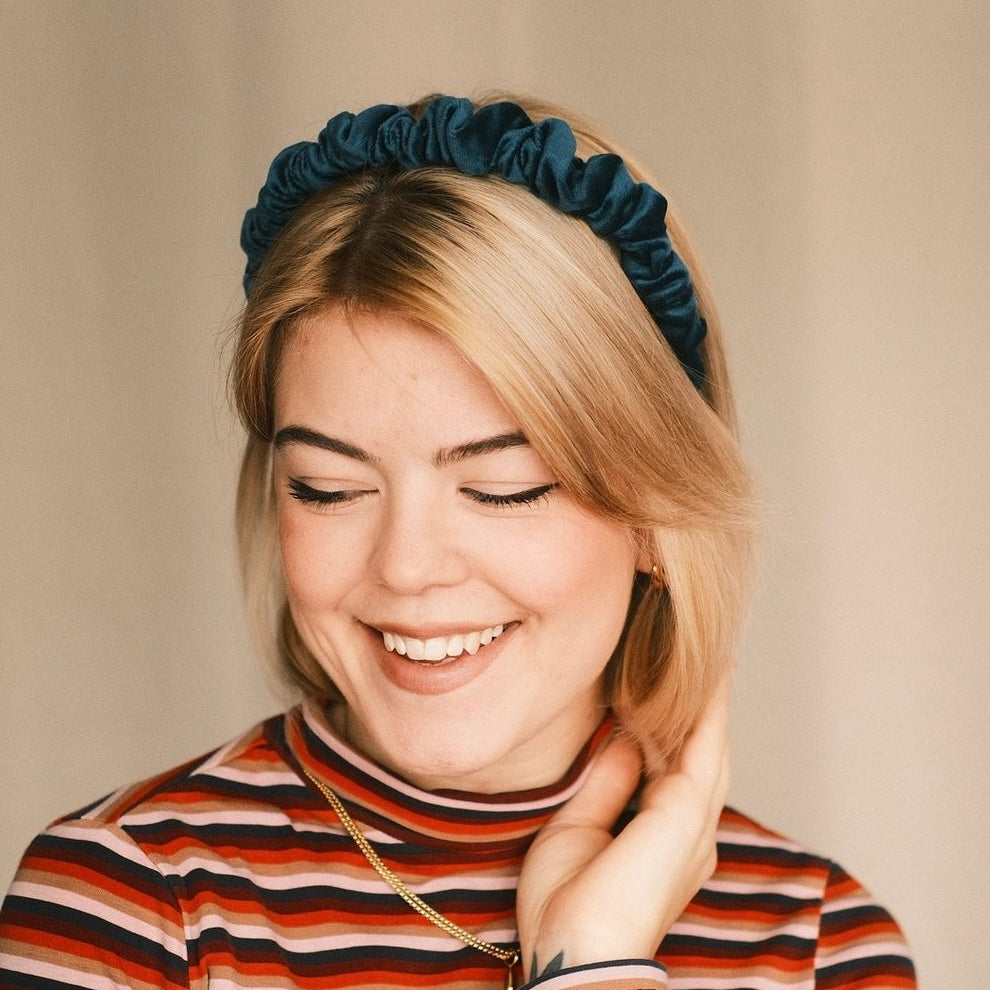 Hilde - ozeanblau Haarreif gerafft