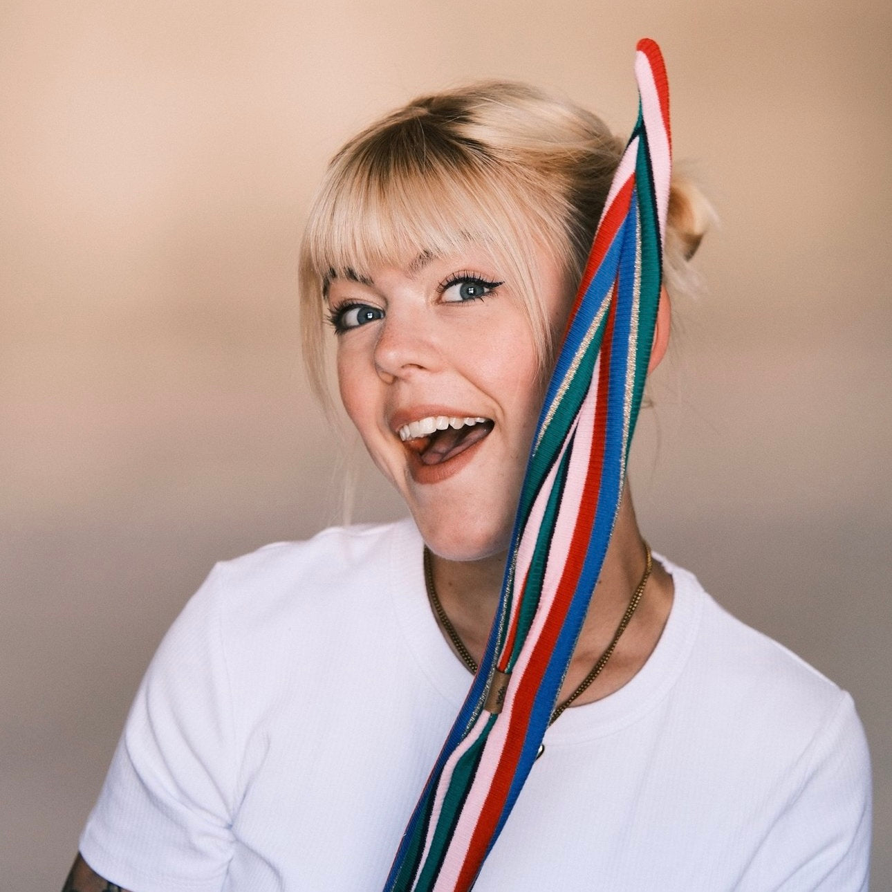 Drahthaarband gestreift Bunt/Glitzer