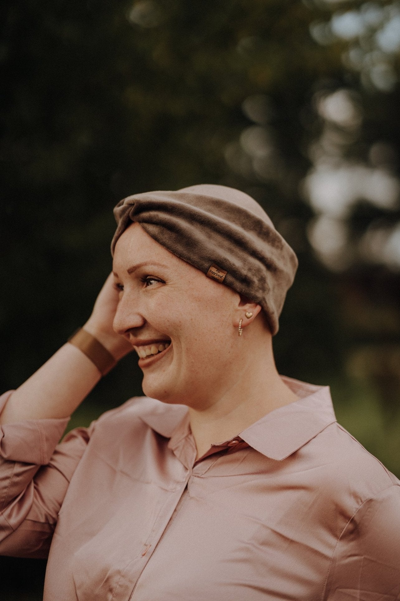 Haarband Basic Samt Graubraun