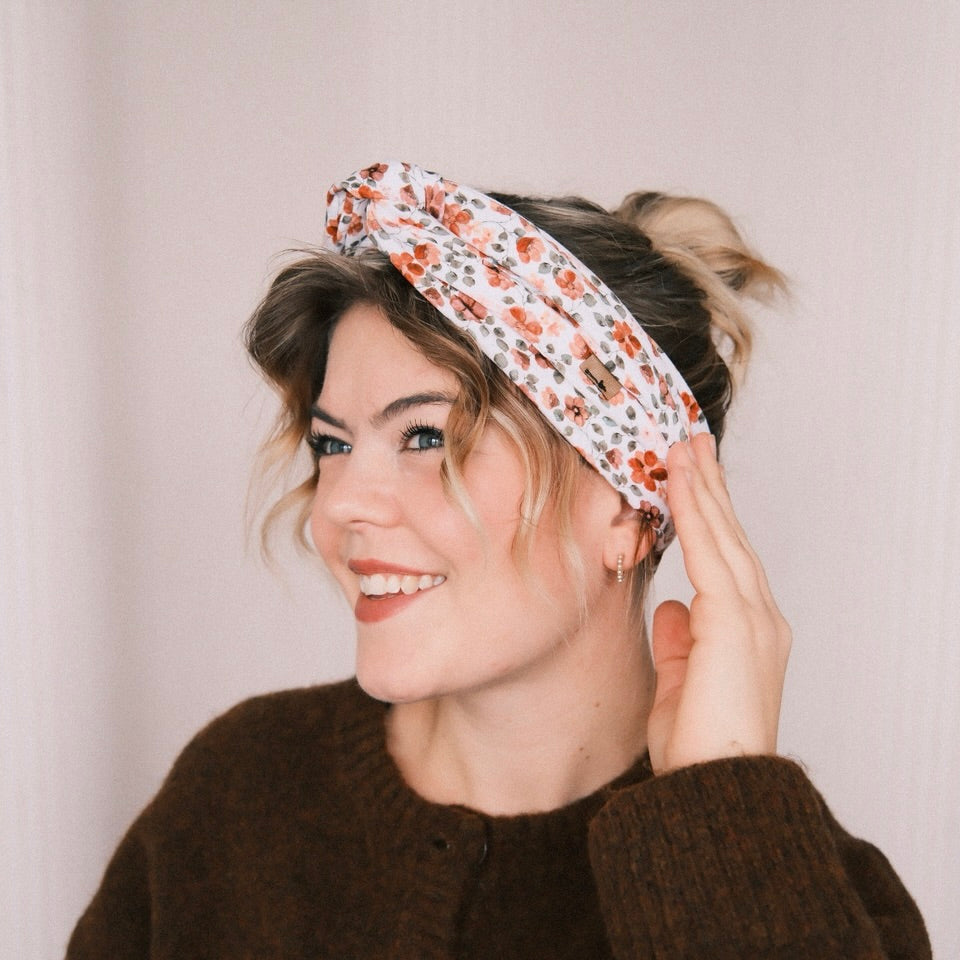 Drahthaarband breit - Blumenkranz Orange