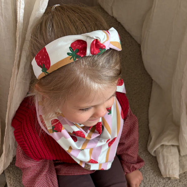 Kinder Haarreif Knoten - Erdbeere Streifen