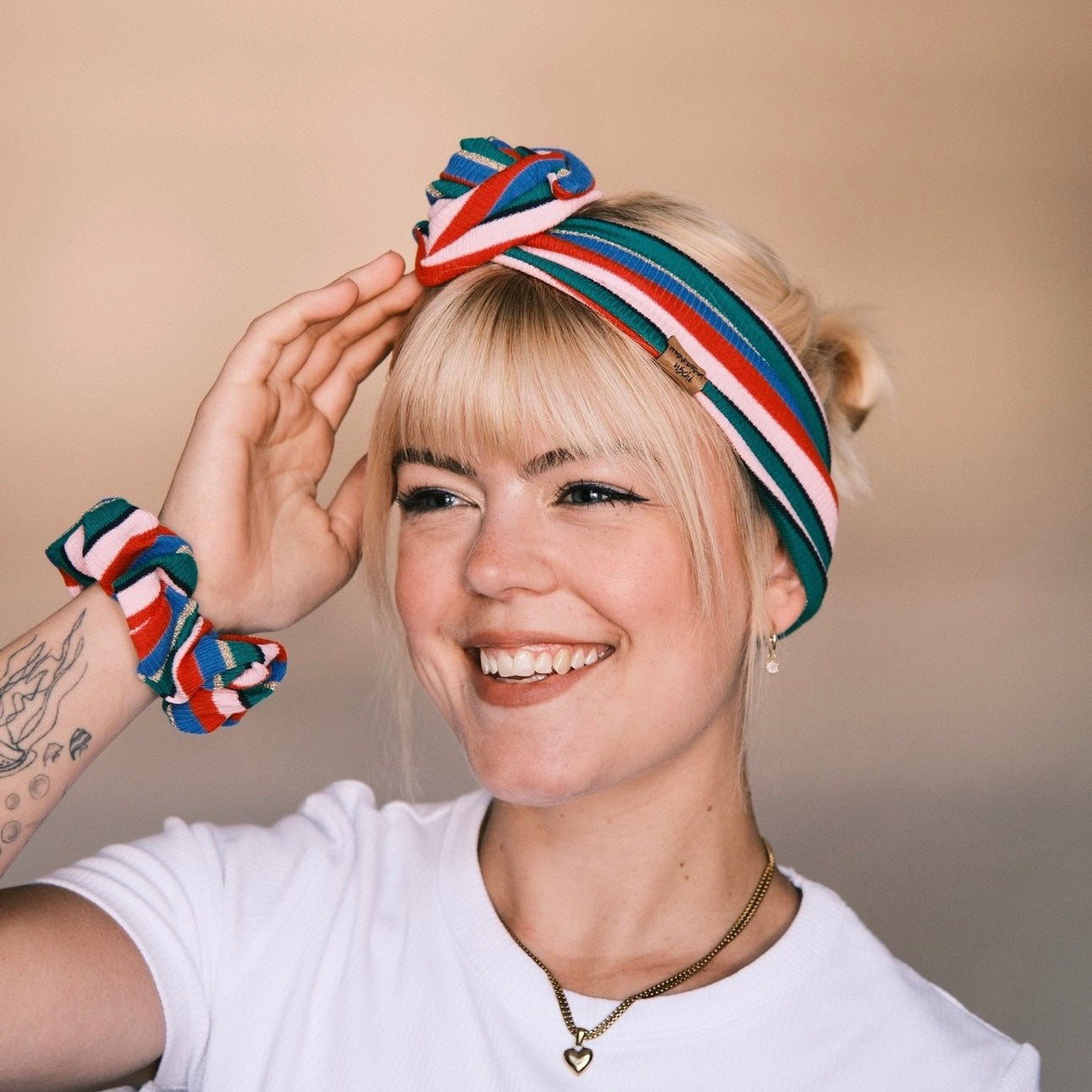 Drahthaarband gestreift Bunt/Glitzer