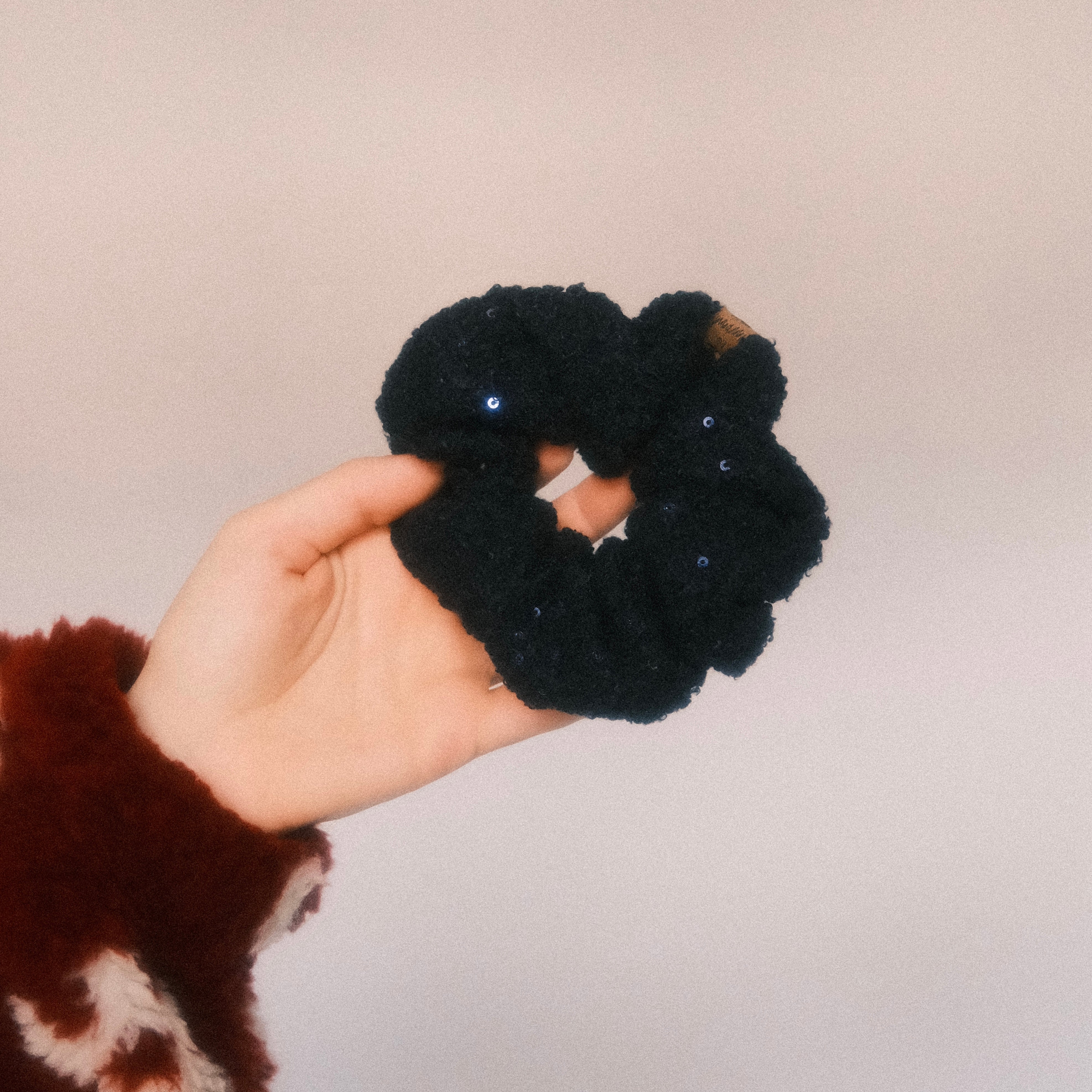 Scrunchie - Teddy Pailletten Dunkelblau