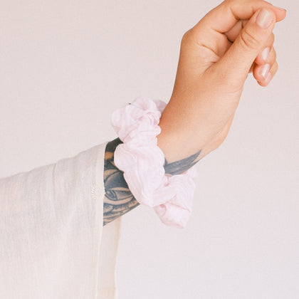 Scrunchie - Gestreift Rosa