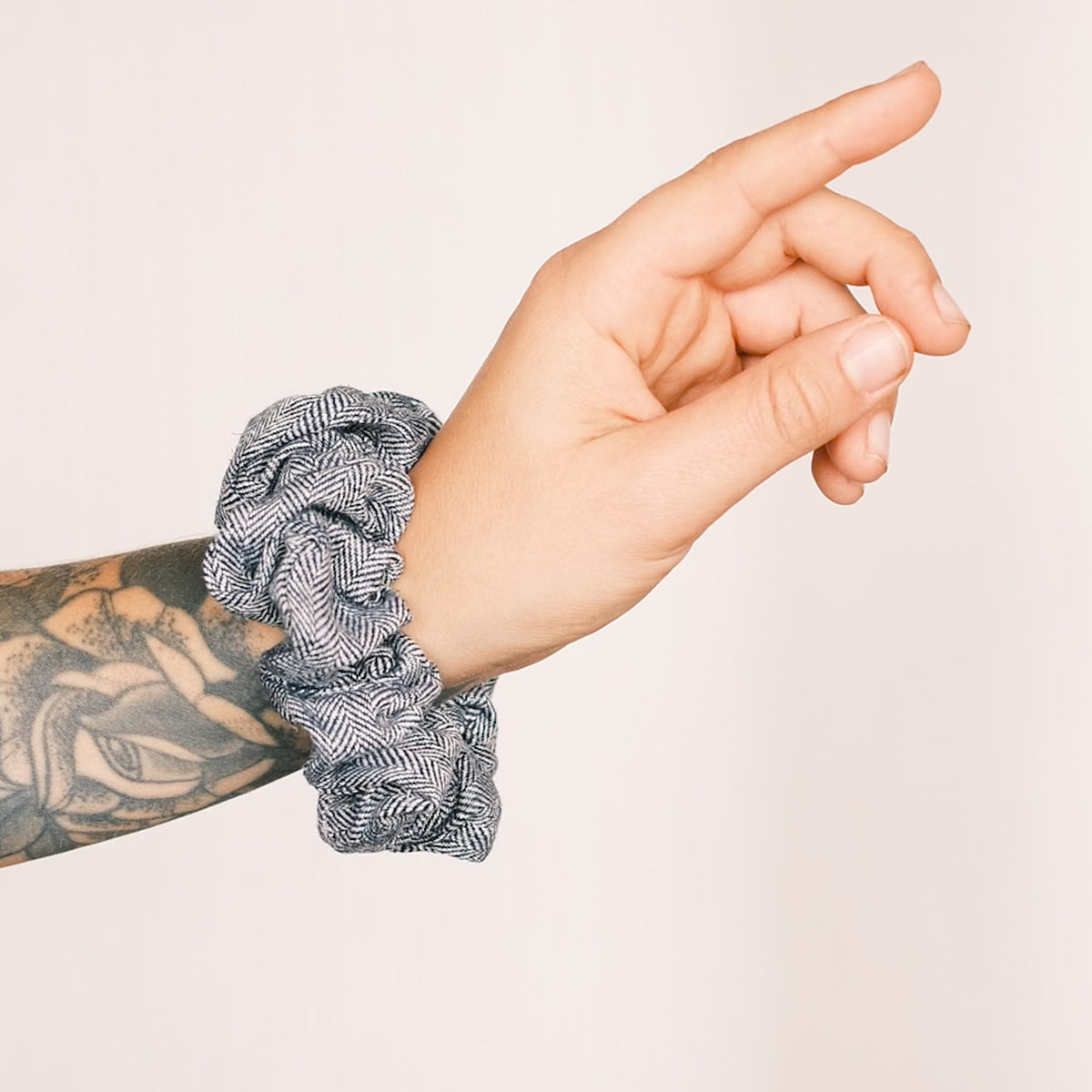 Scrunchie - Fischgräten Blau