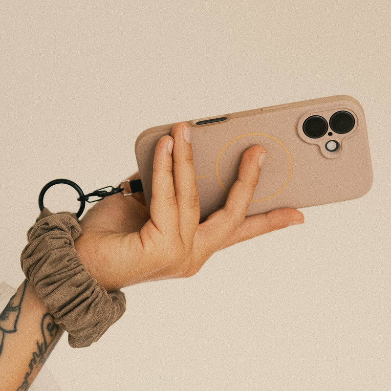 Handyscrunchie – Veganes Wildleder Beige