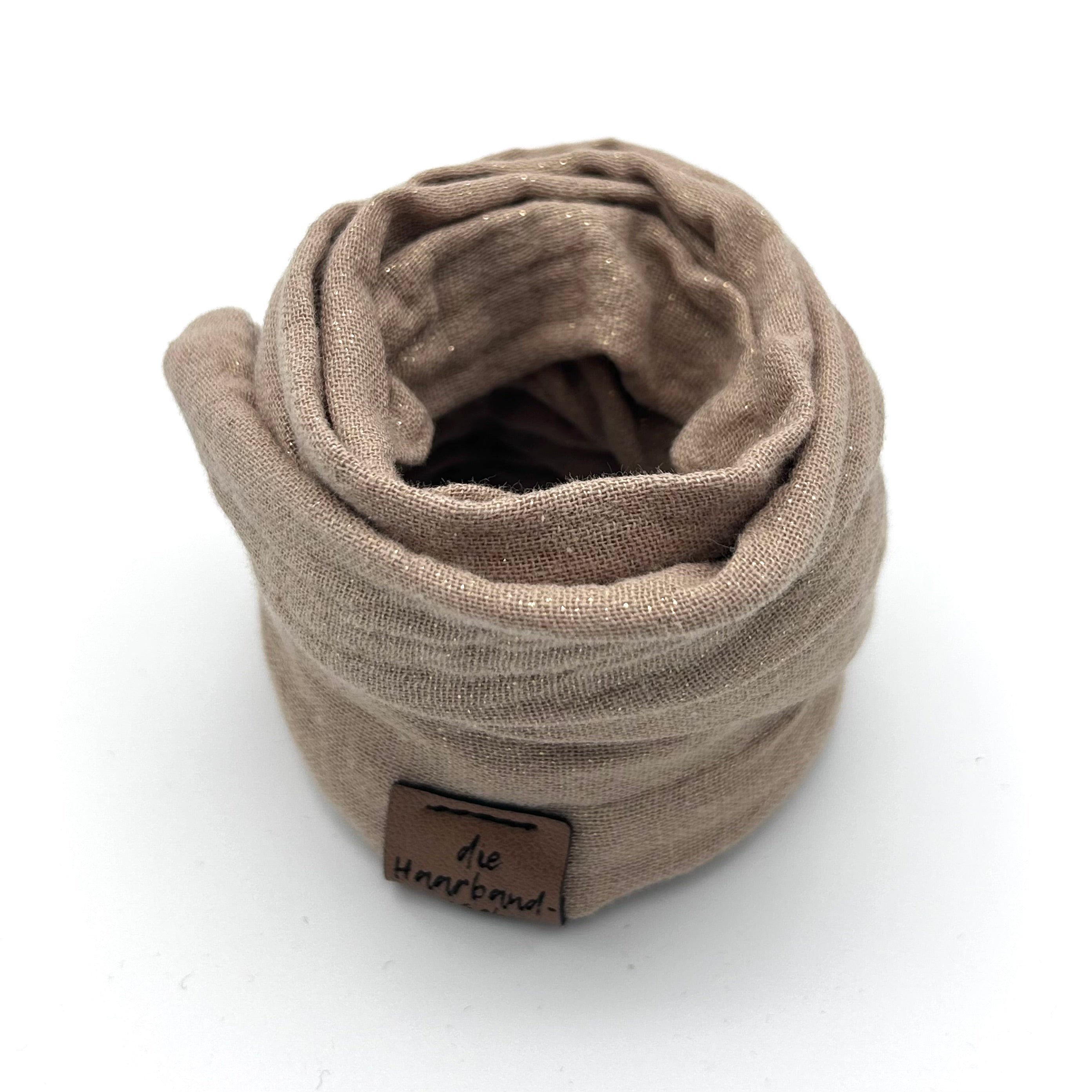 Drahthaarband schmal - Glitzer Beige