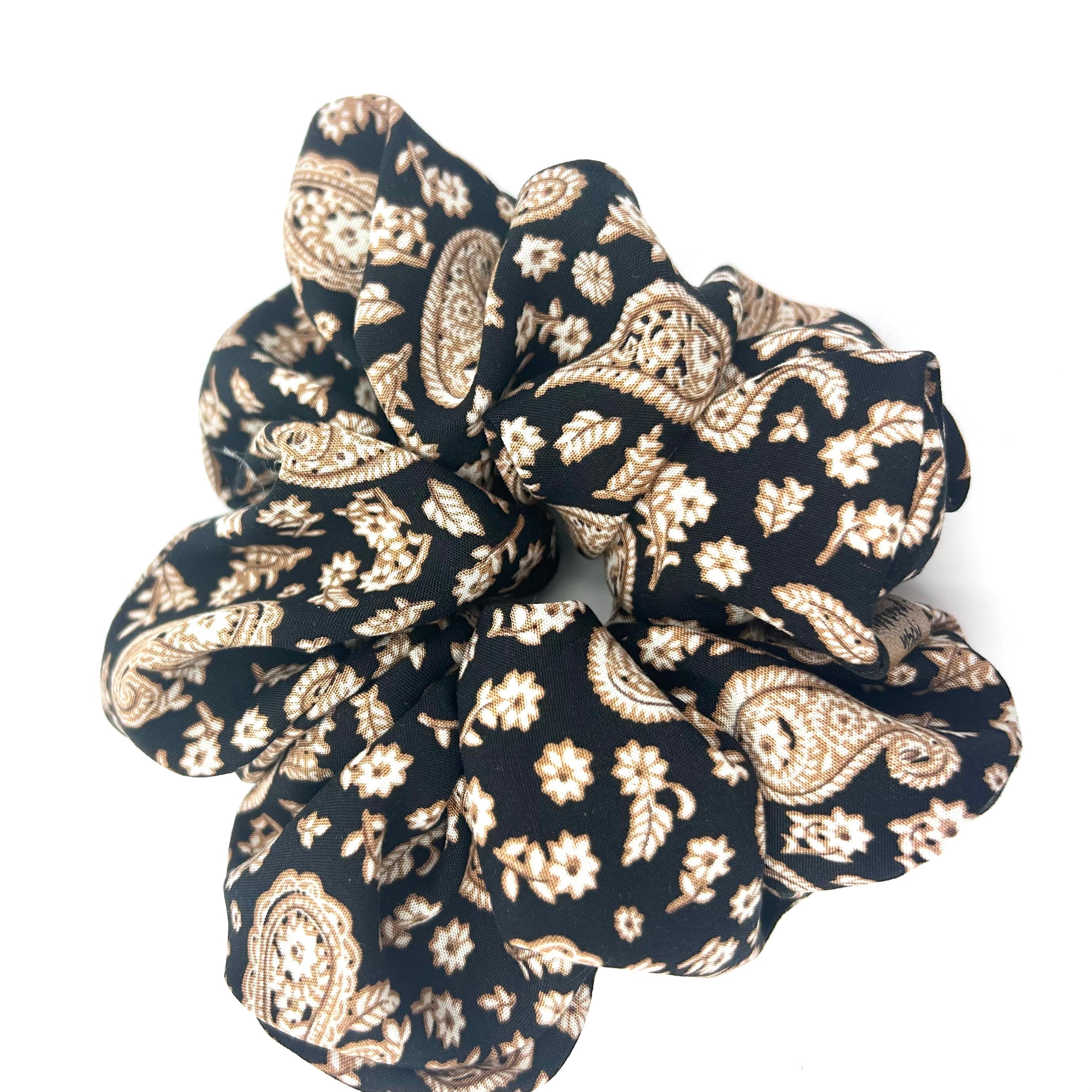 Big Scrunchie - Vintage Paisley Schwarz