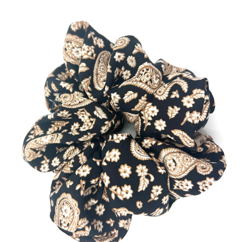 Big Scrunchie - Vintage Paisley Schwarz