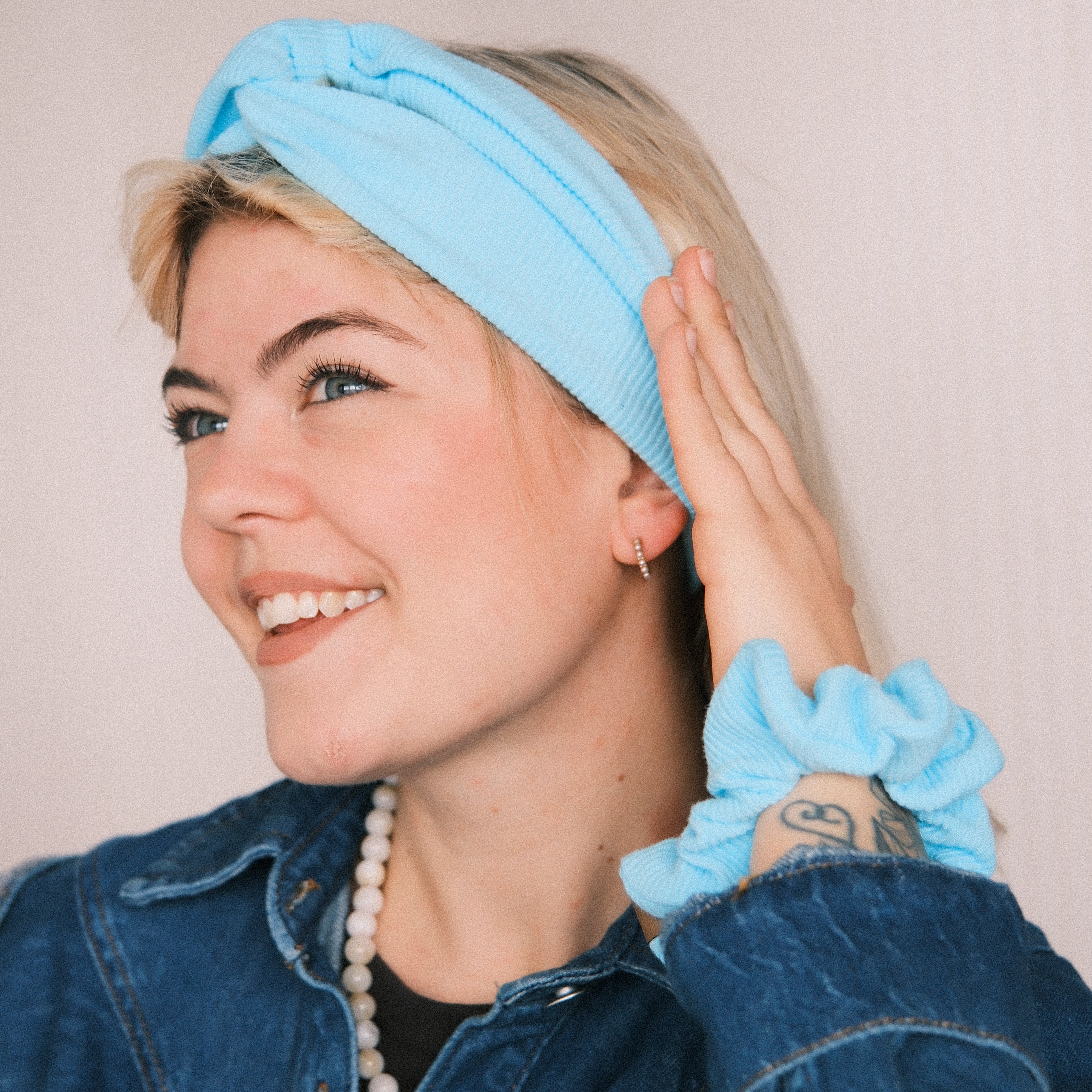 Drahthaarband schmal - Soft Rip Baby Blau