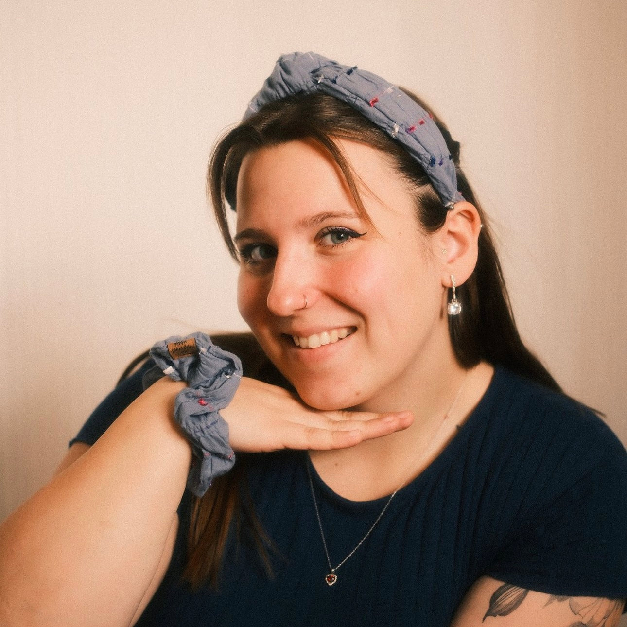 Scrunchie Boho blau
