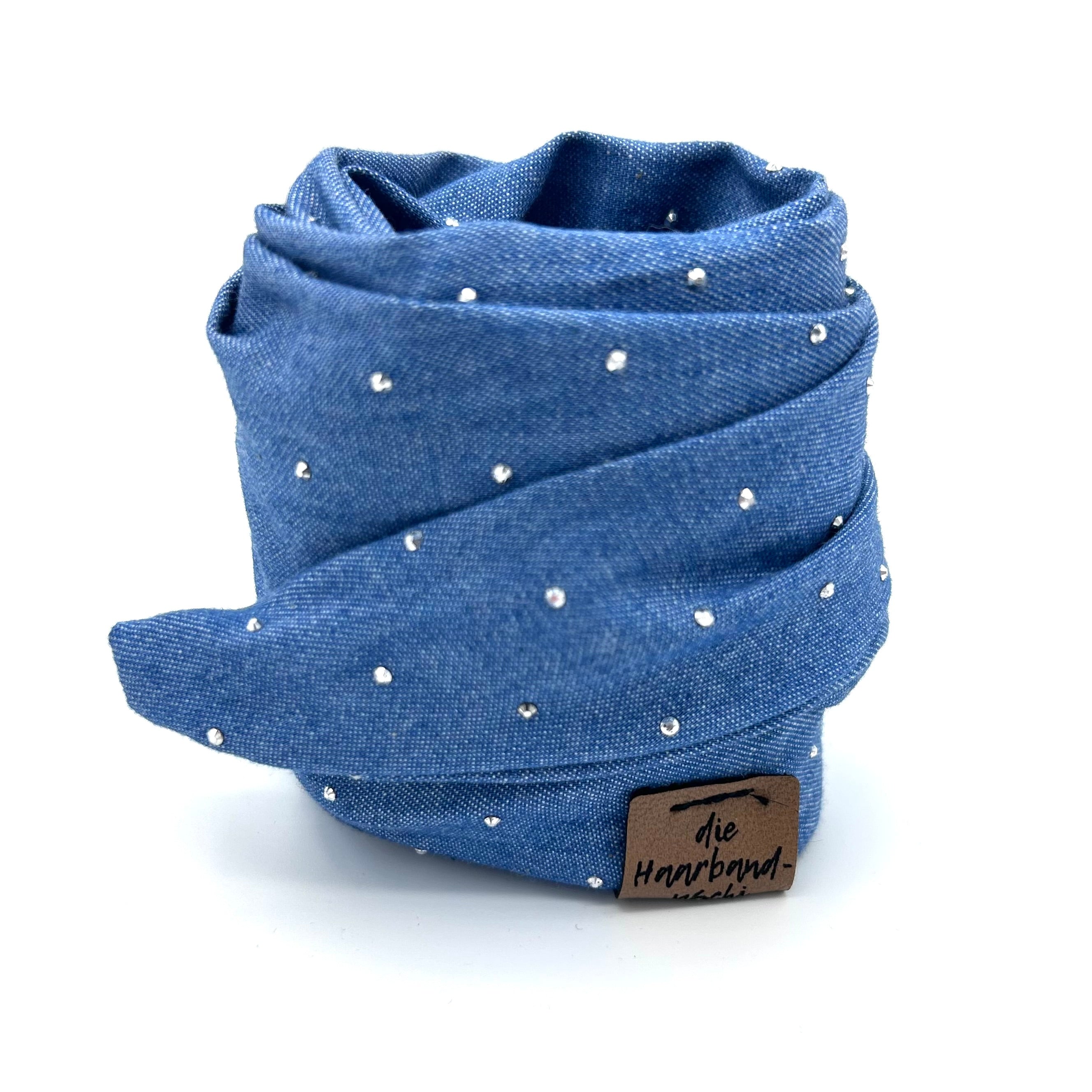 Drahthaarband schmal - Jeans Glitzer Dunkel