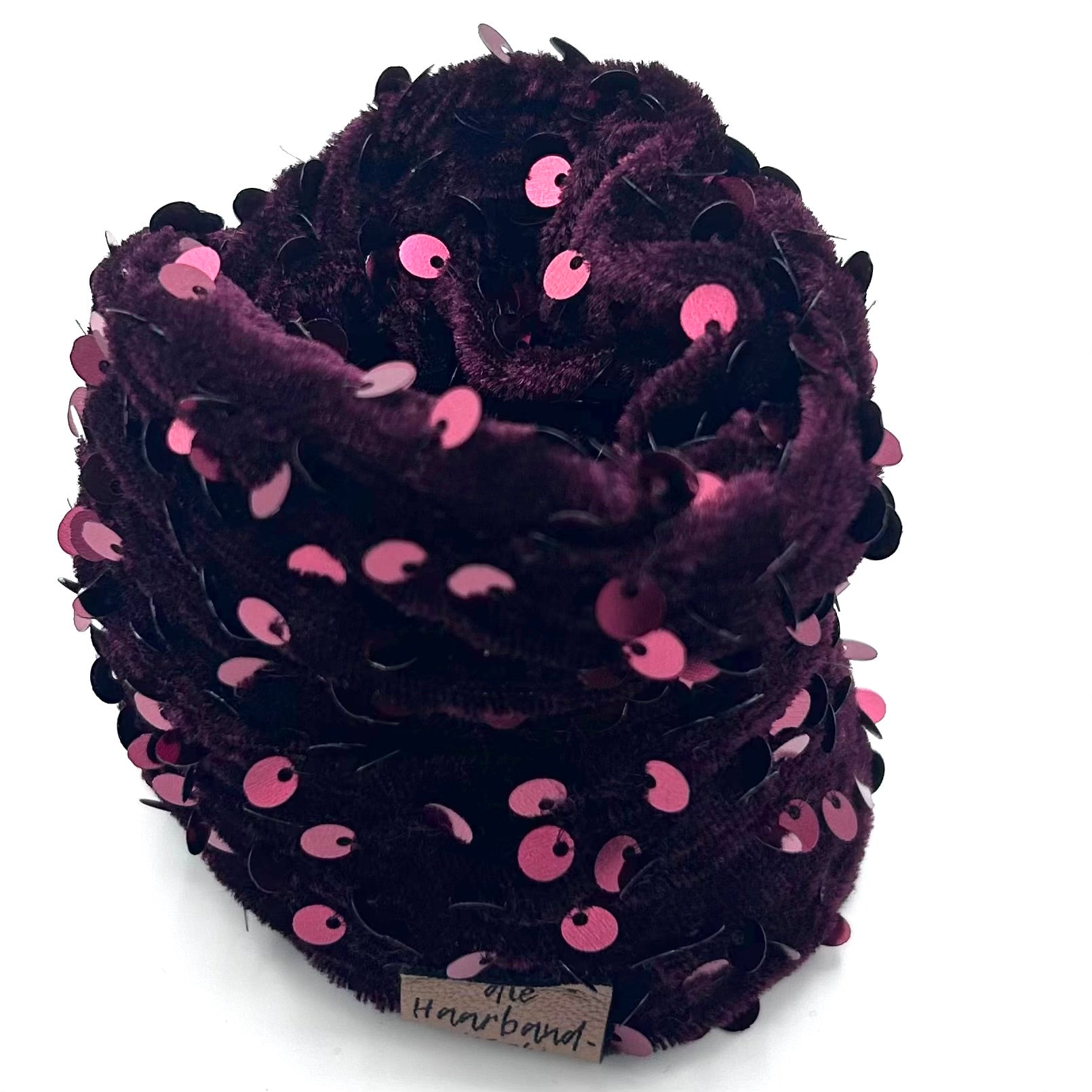 Drahthaarband - Pailletten Weinrot Bordeaux