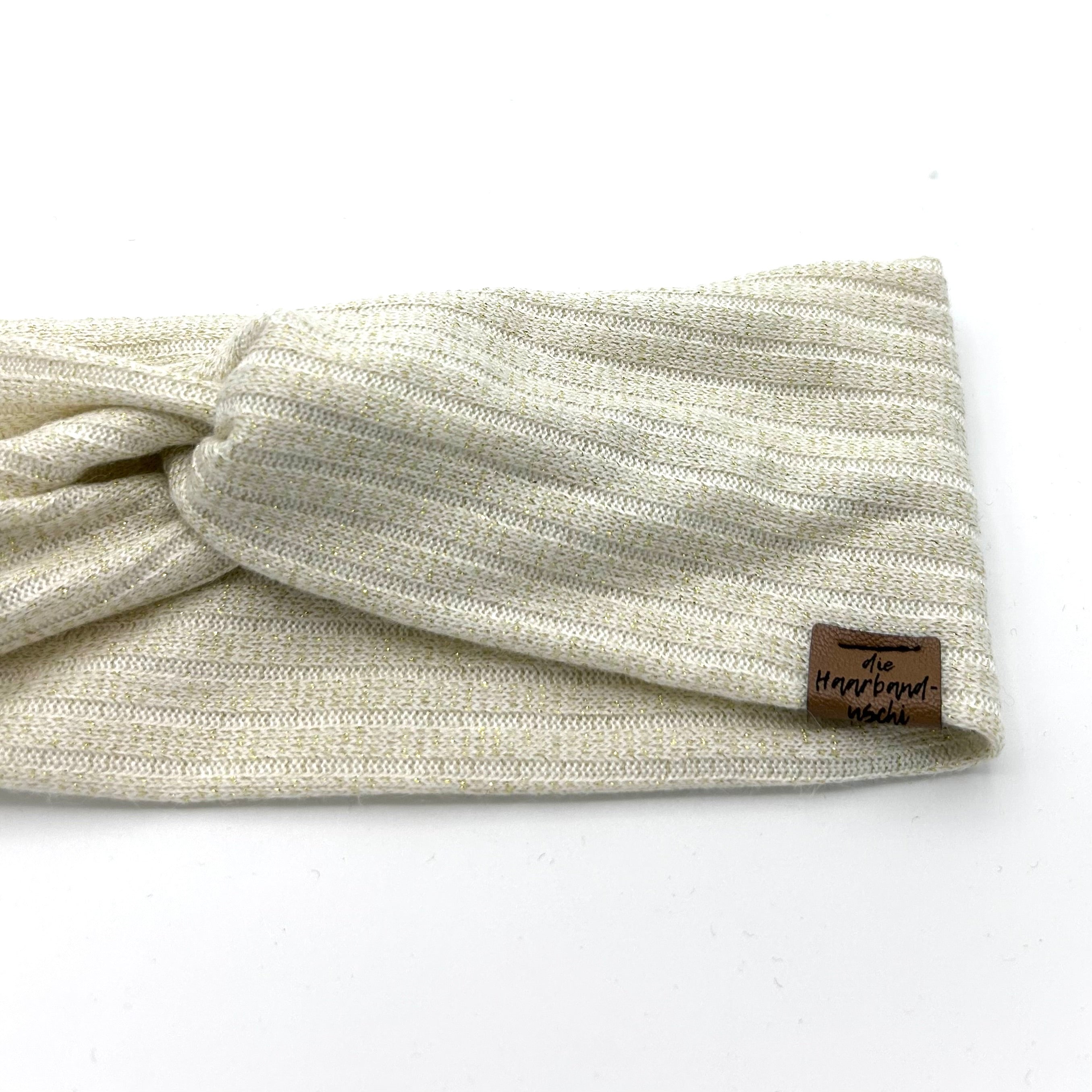 Basic Haarband - Strick Glitzer Creme