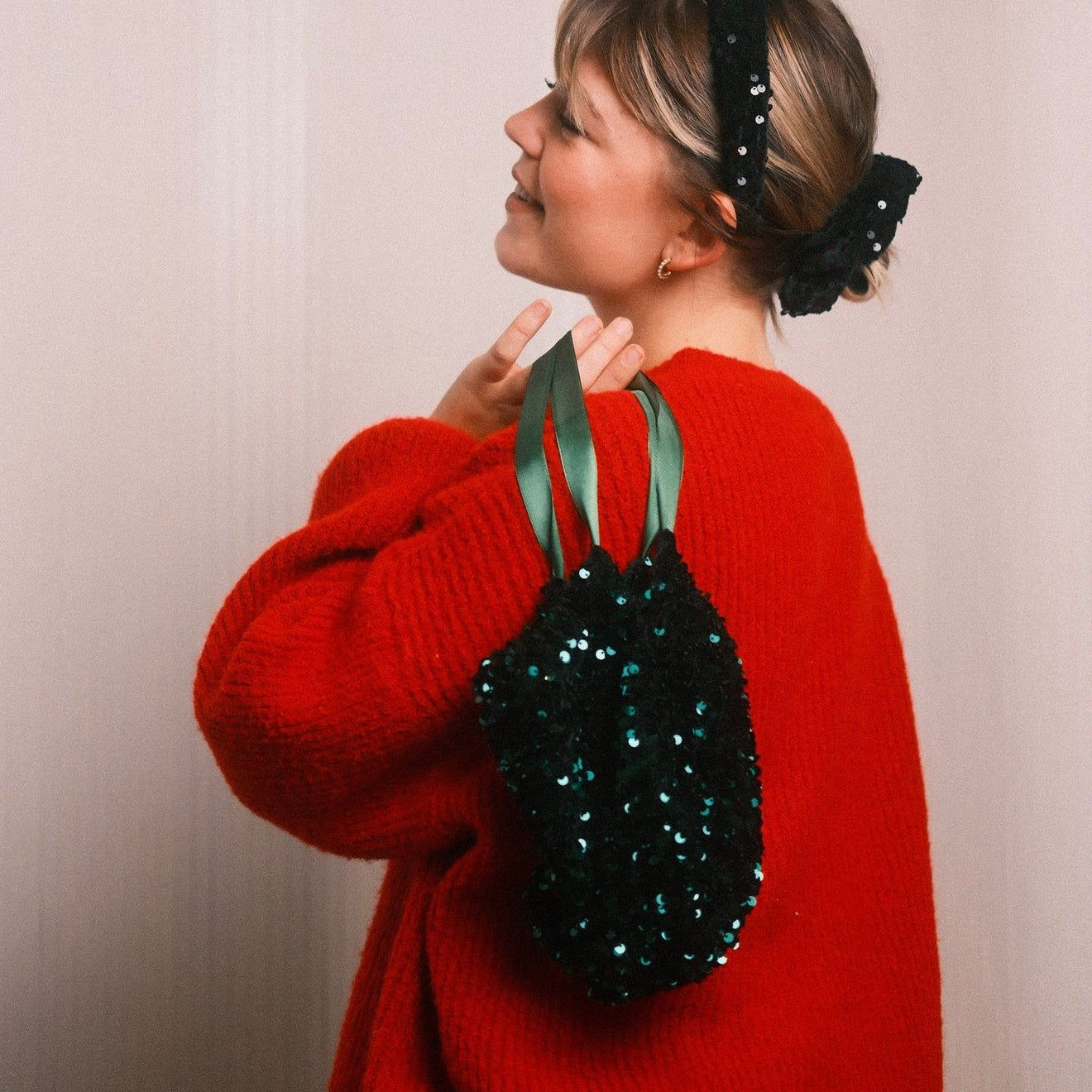 Pailletten Täschchen grün