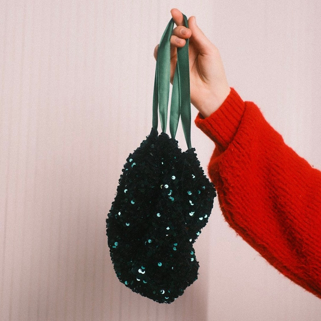 Pailletten Täschchen grün