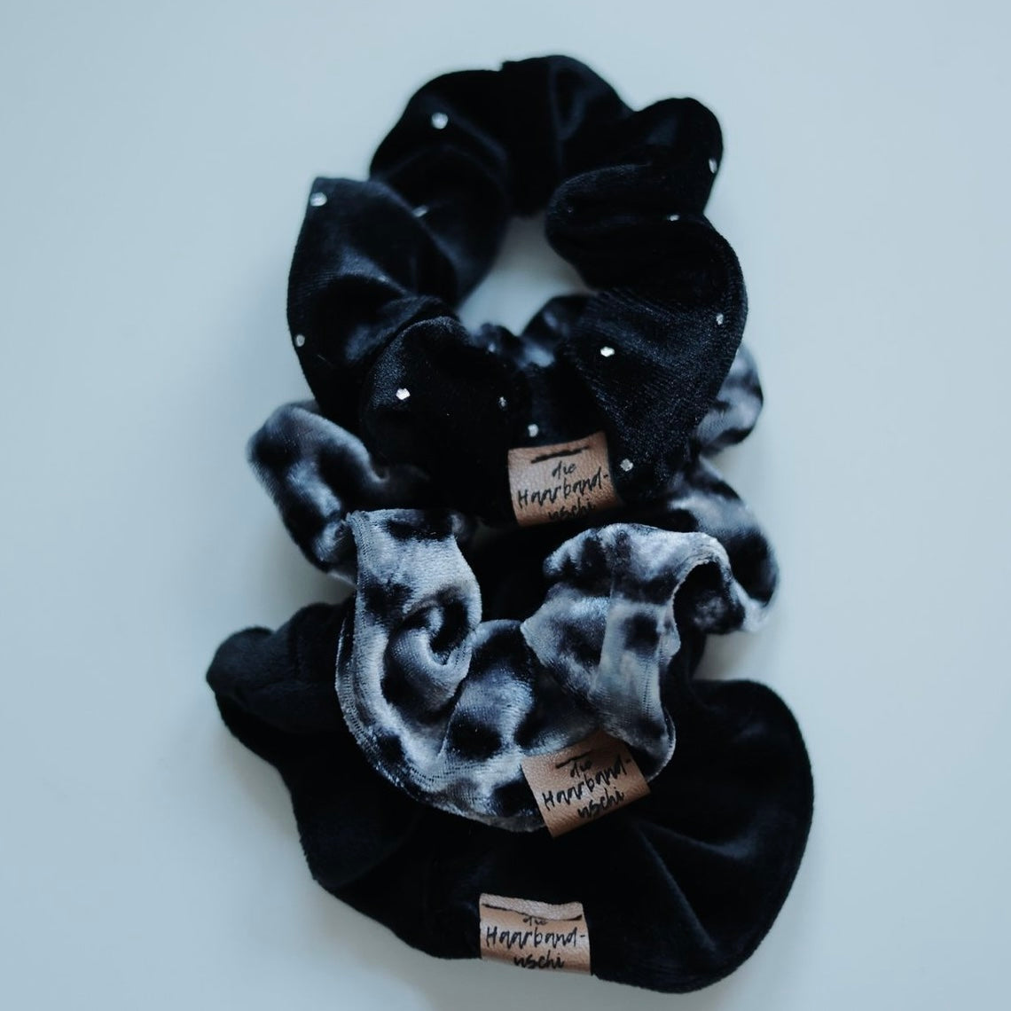 3er Scrunchie Set Leo grau