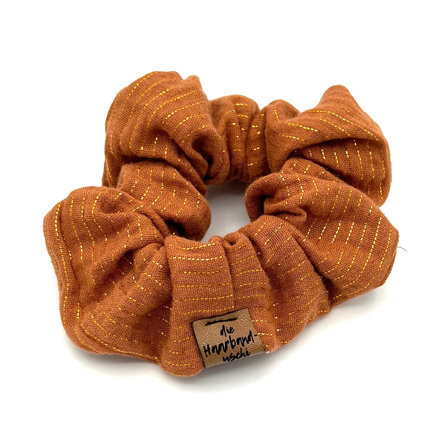 Scrunchie Musselin Glitzer rost