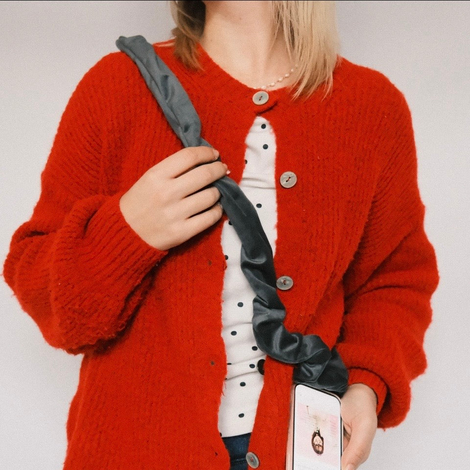 Handykette - Samt Graphit