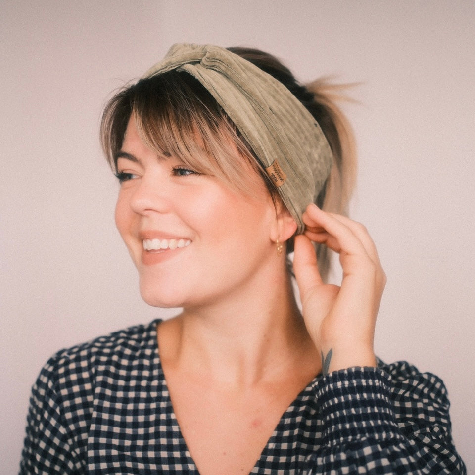 Basic Haarband - Cord  Grün