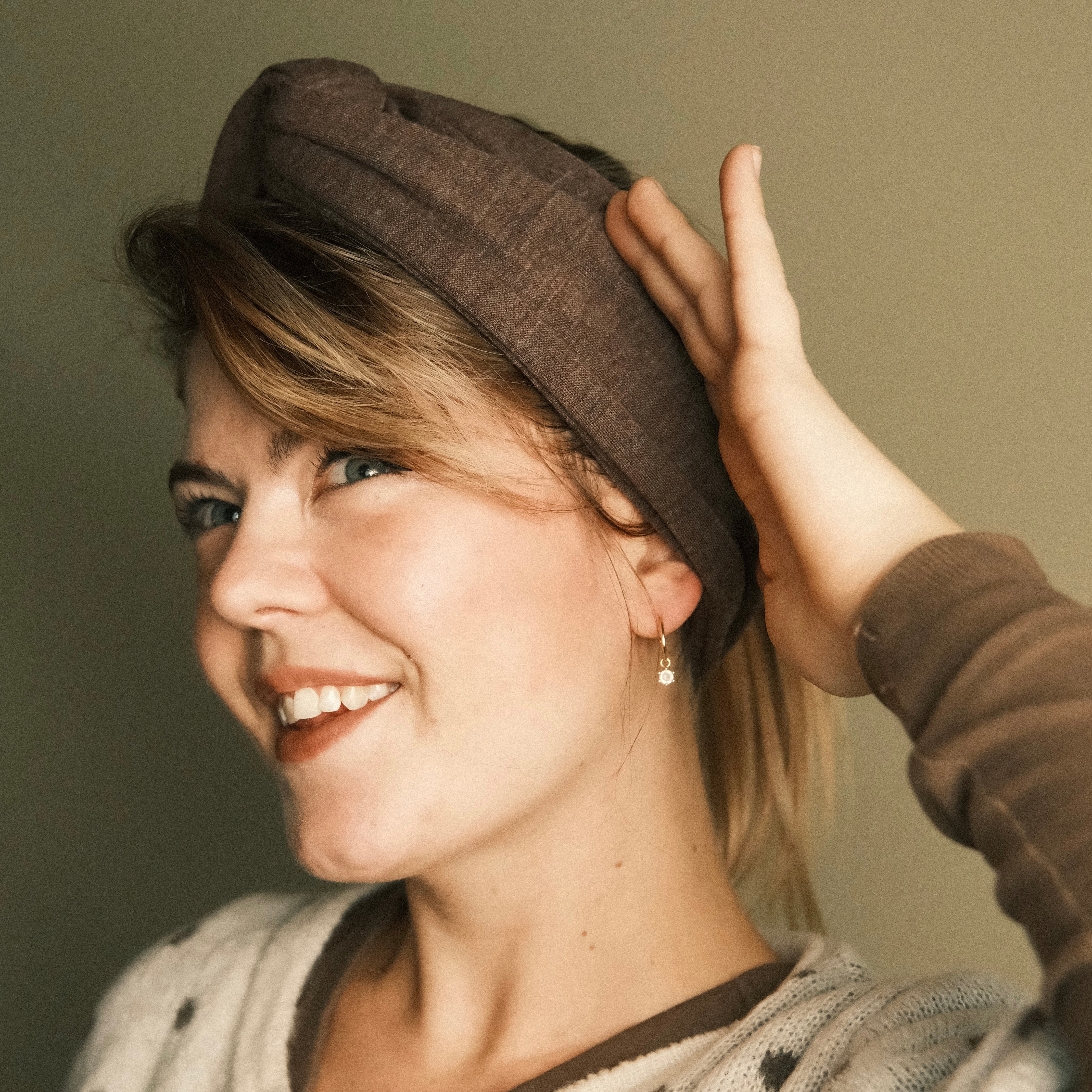 Drahthaarband breit - Warm Braun