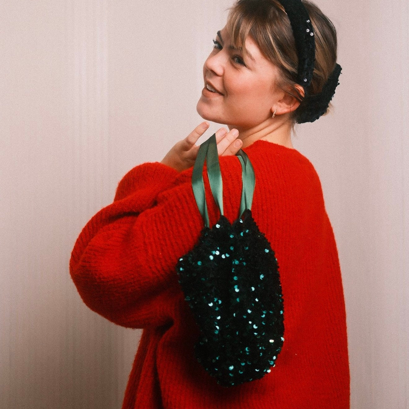 Pailletten Täschchen grün