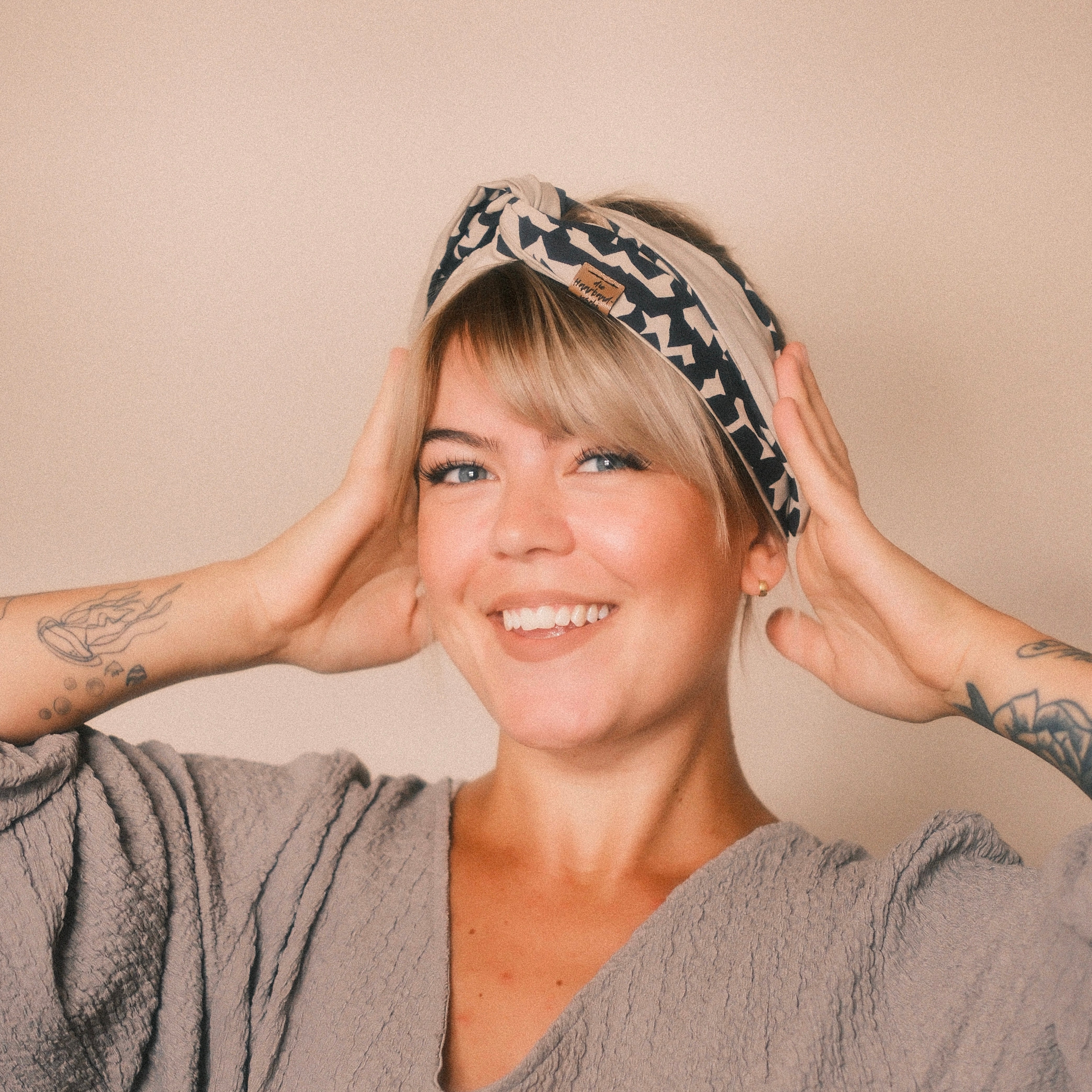 Drahthaarband 2 Seiten - Abstrakt Schwarz/Beige