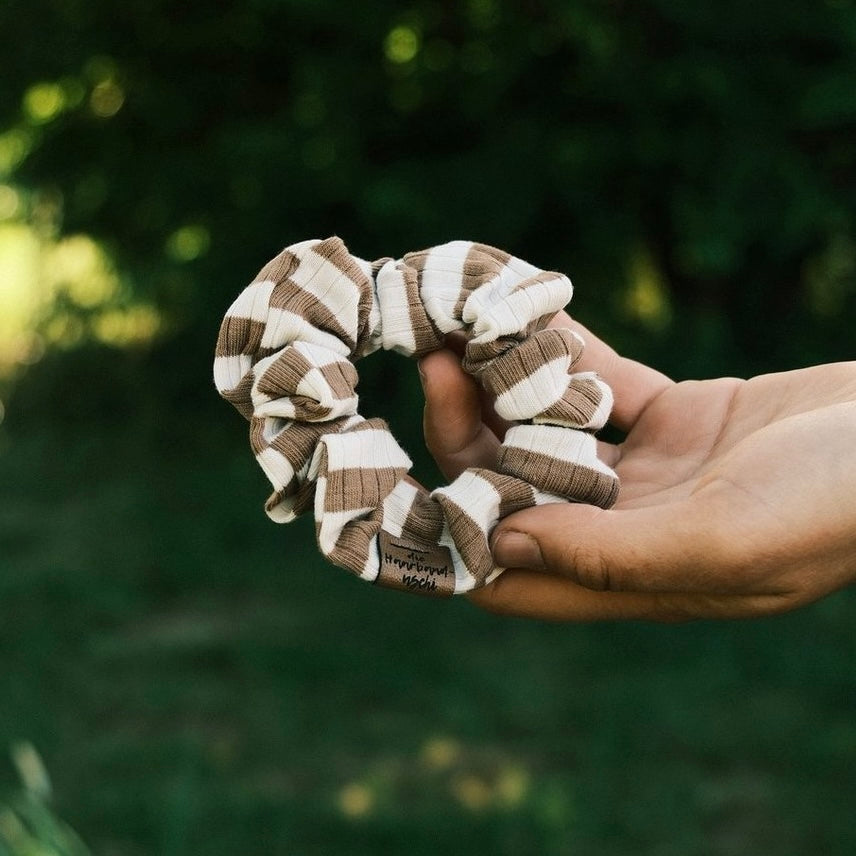 Scrunchie gestreift Braun