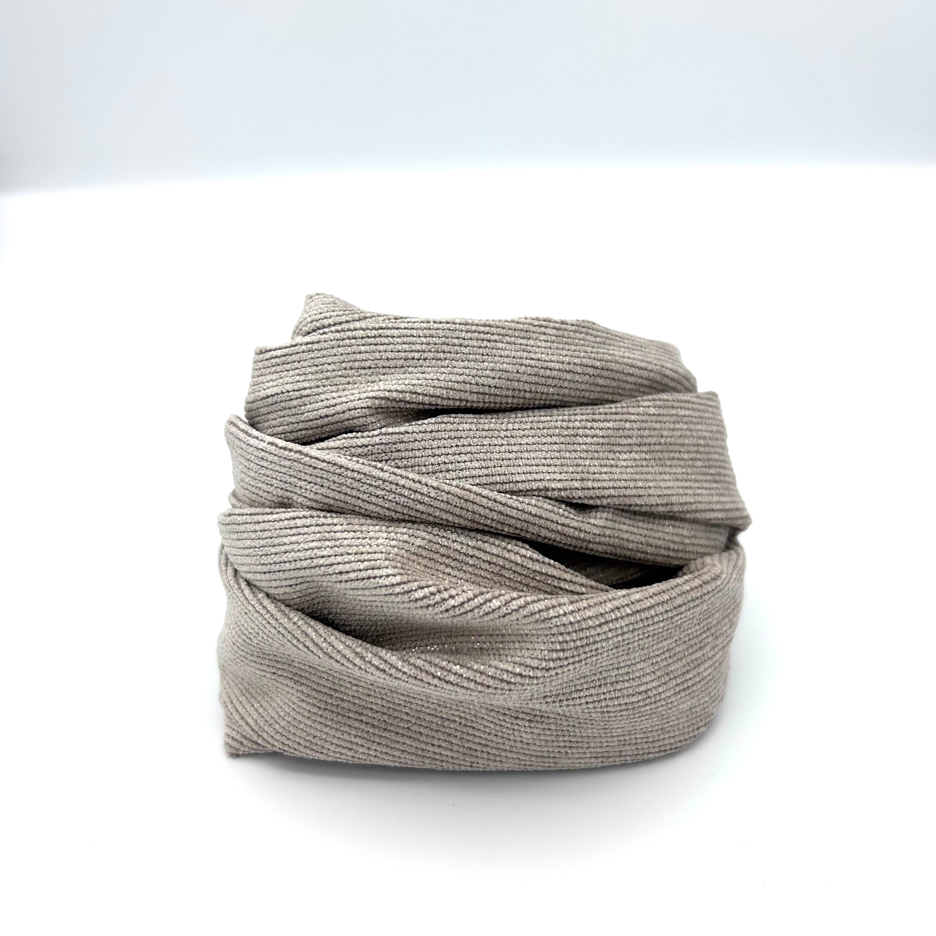 Drahthaarband - Cord Glitzer Beige