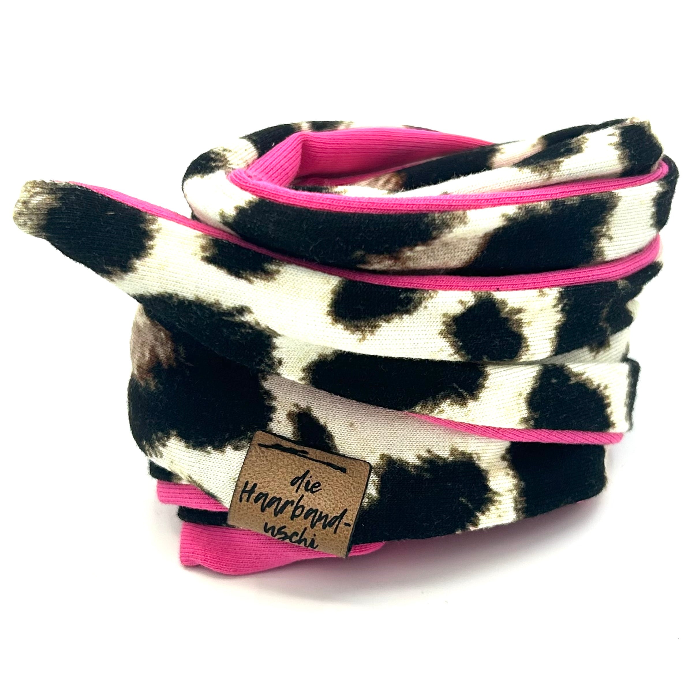 Drahthaarband 2 Seiten schmal „Oh Leo“/ Pink