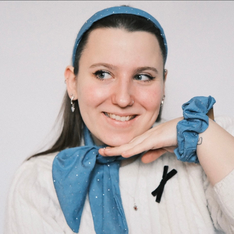 Scrunchie - Jeans Glitzer Dunkel