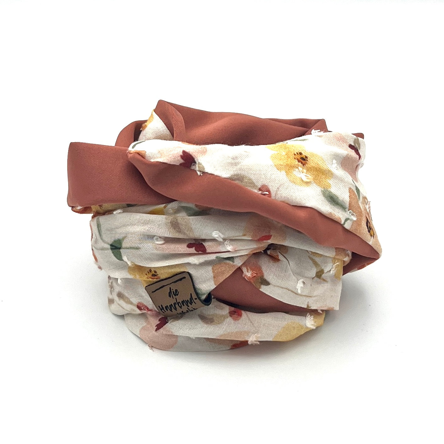 Drahthaarband 2 Seiten - Blumen/kupferpfirsich