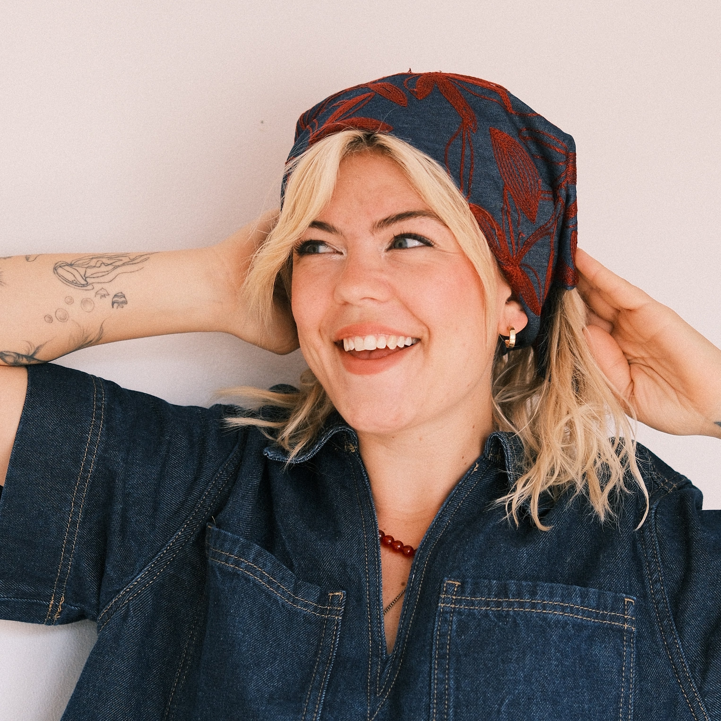 Bandana - Jeans Boho rot