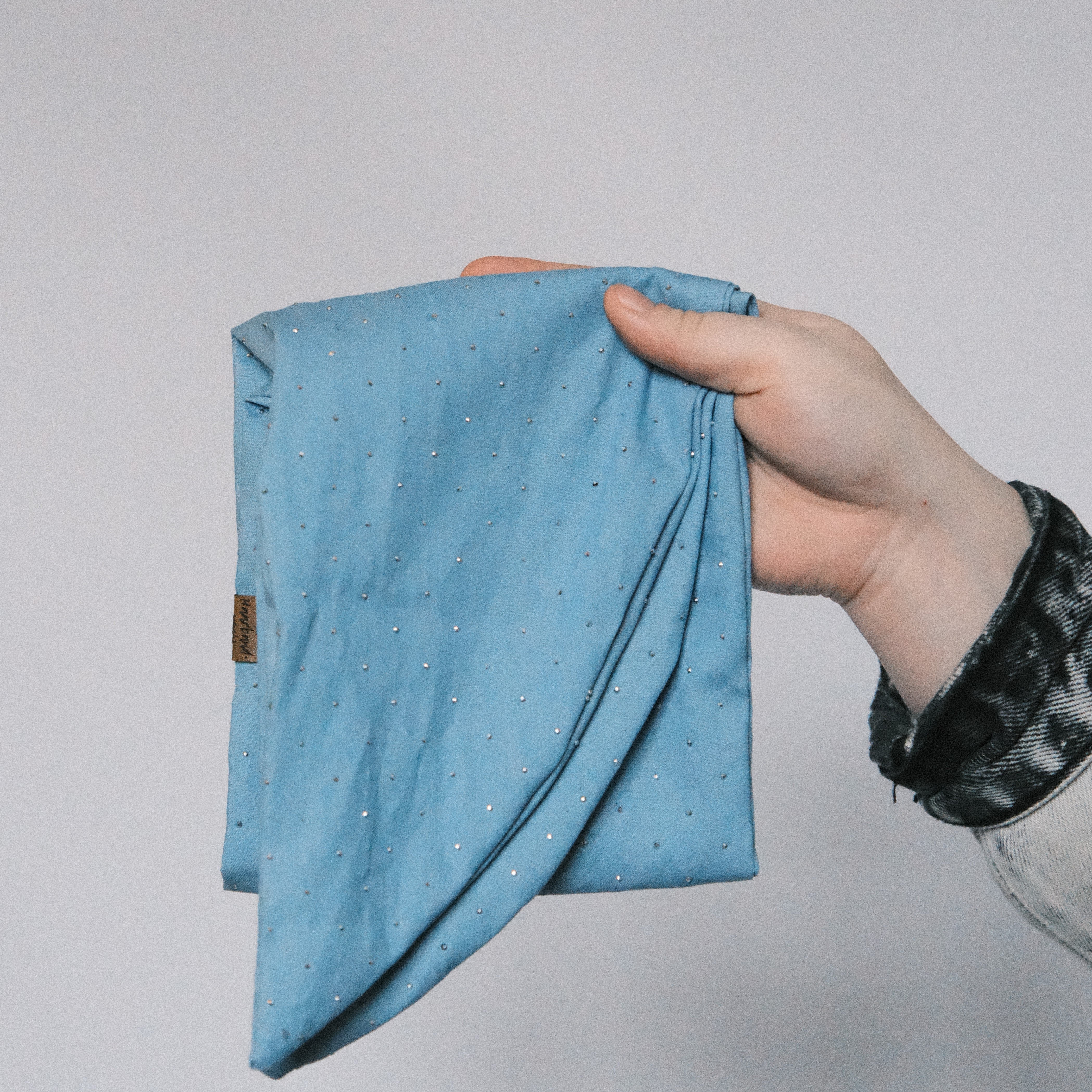 Mikro Schal - Jeans Glitzer Hell