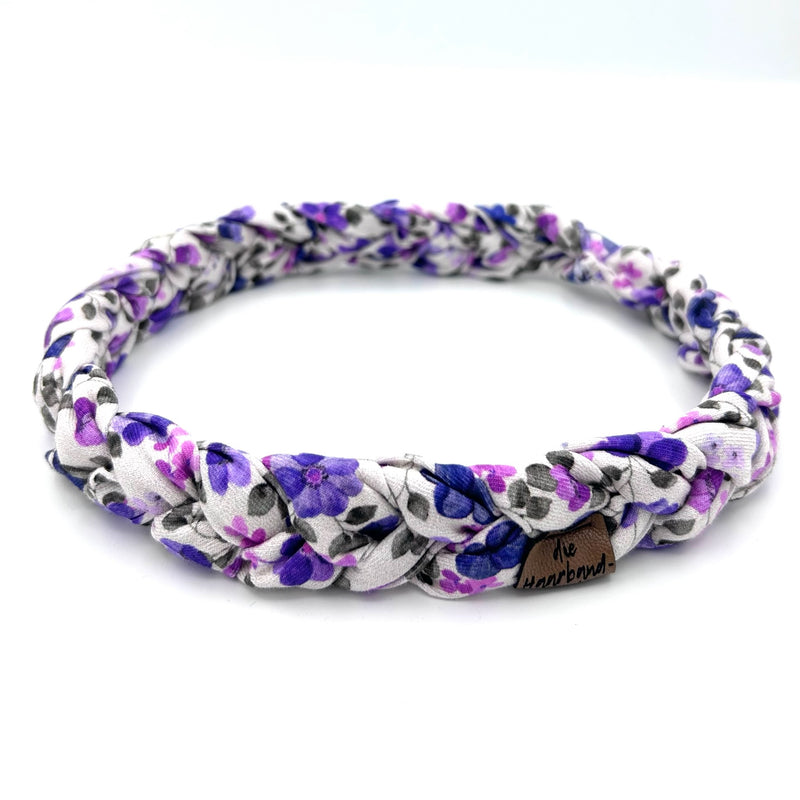 Haarband geflochten - Blumenkranz Lila Weiß