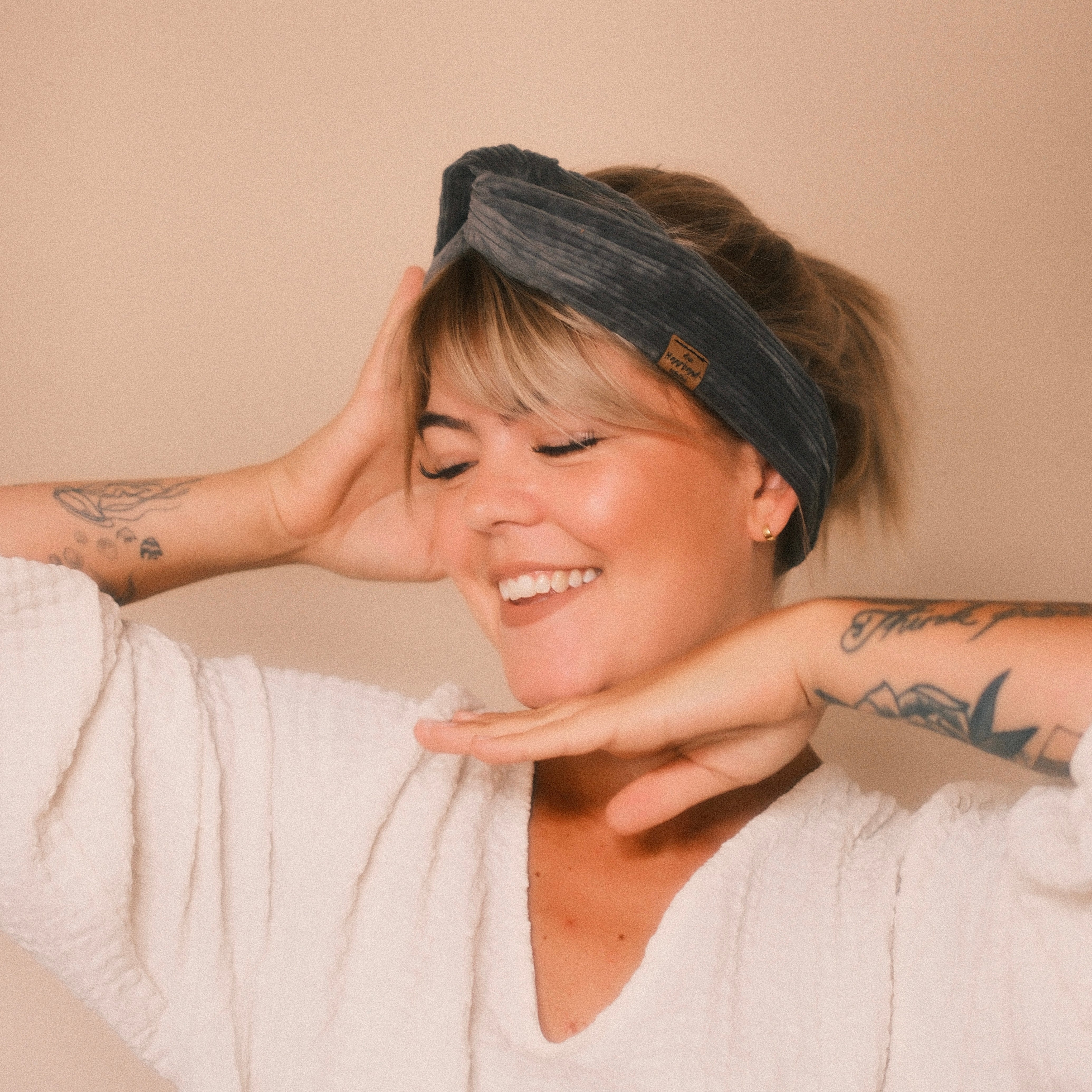 Drahthaarband schmal - Cord Grau