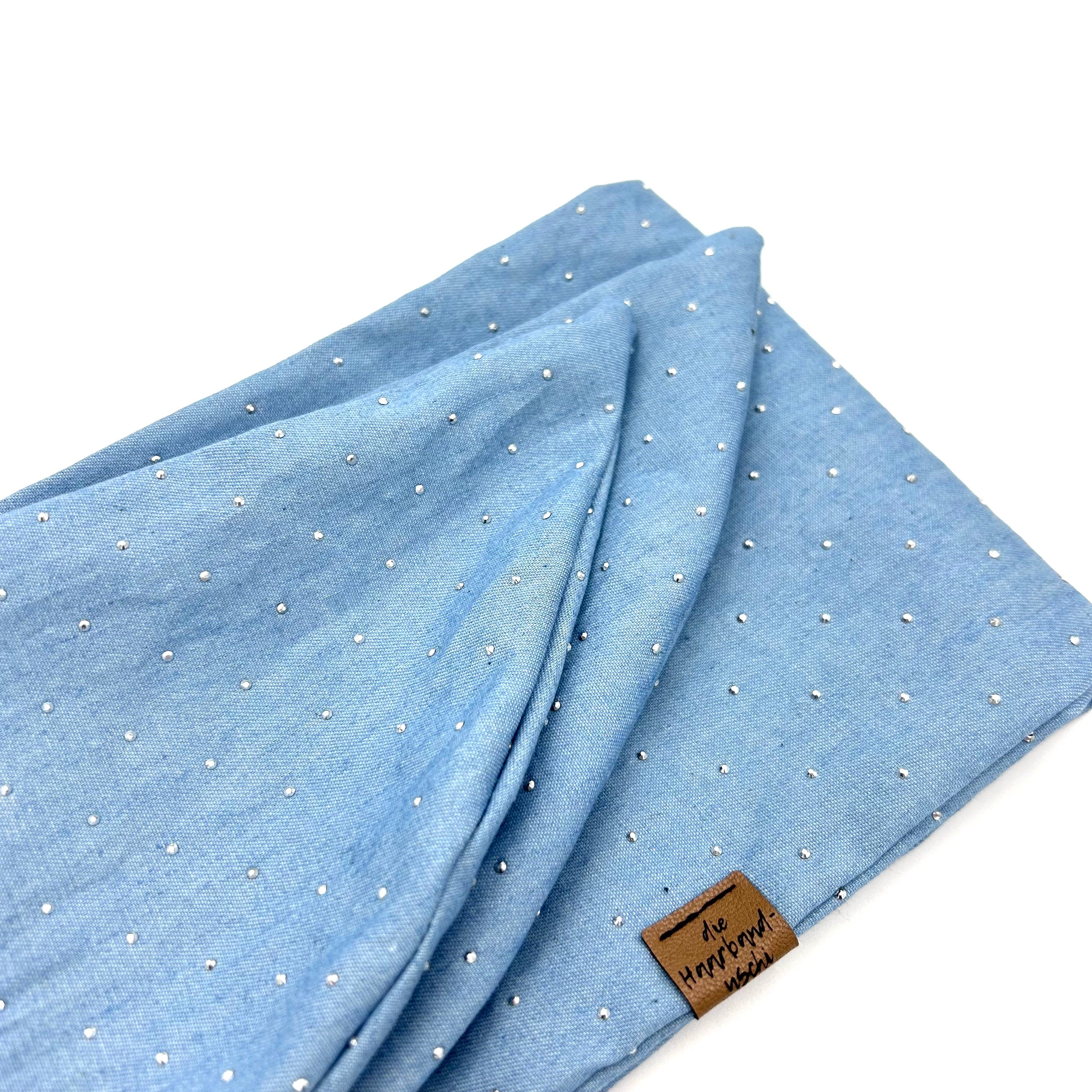 Mikro Schal - Jeans Glitzer Hell