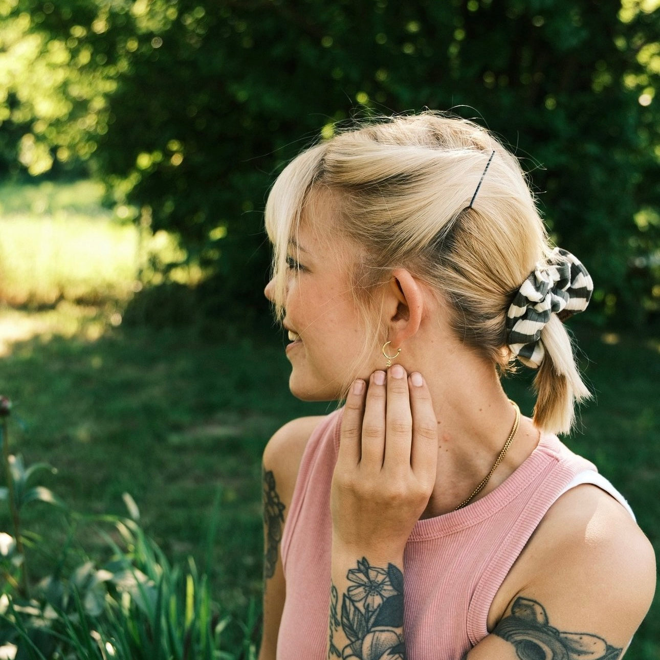 Scrunchie gestreift Grün