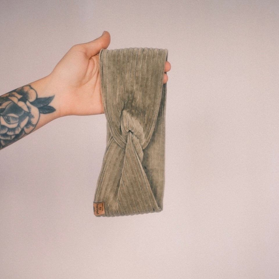Basic Haarband - Cord  Grün