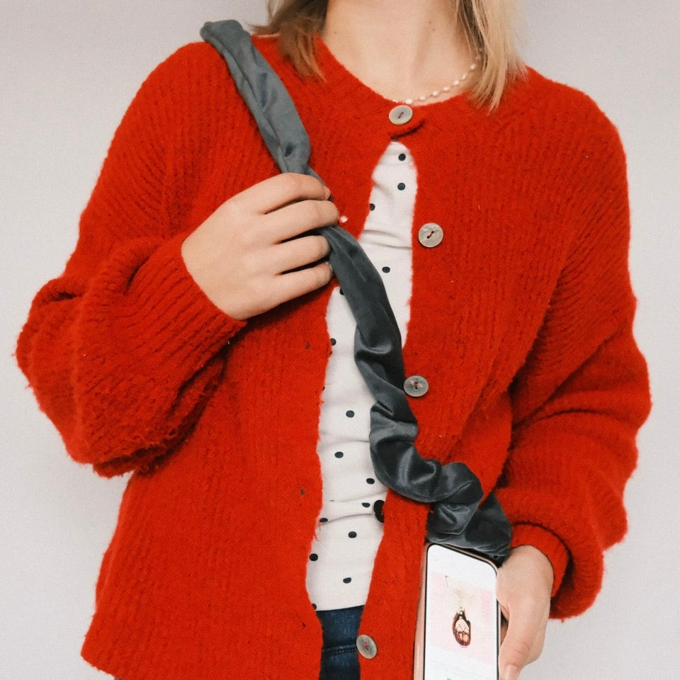 Handykette - Samt Graphit