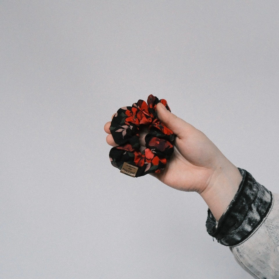 Scrunchie - Botanic Love dunkel