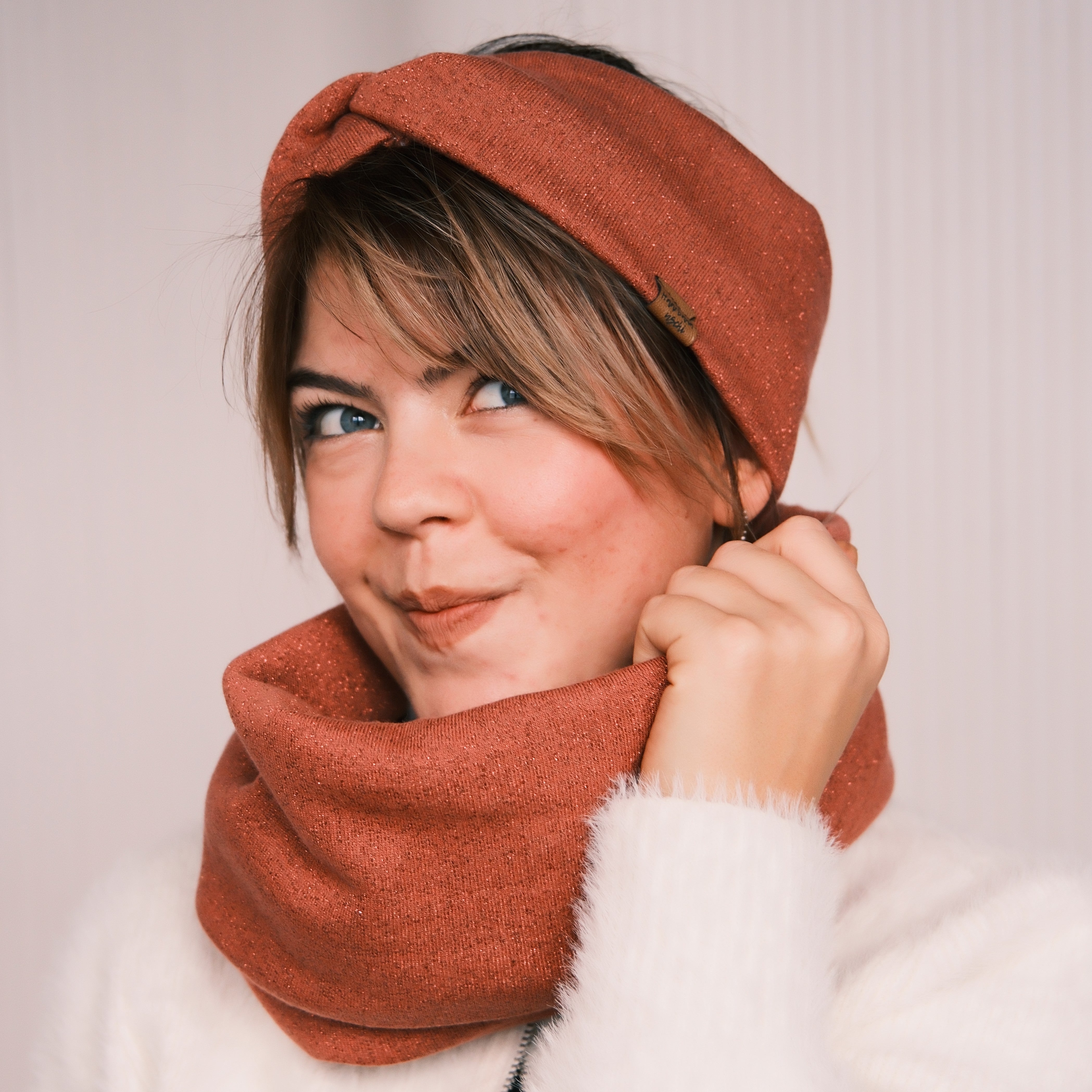 Basic Haarband - Glitzer Rost